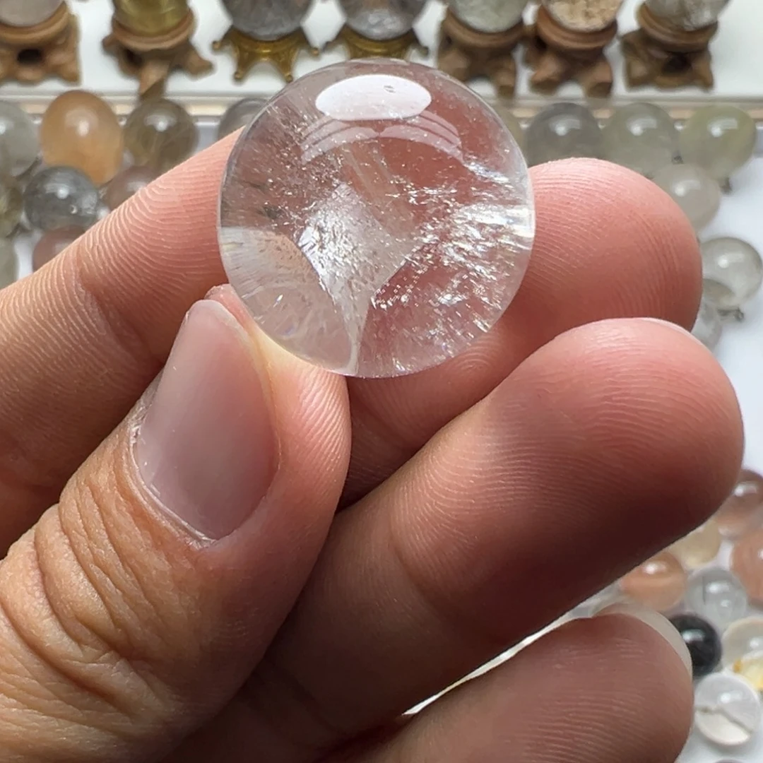 水晶珠宝半成品未镶嵌晶中晶球