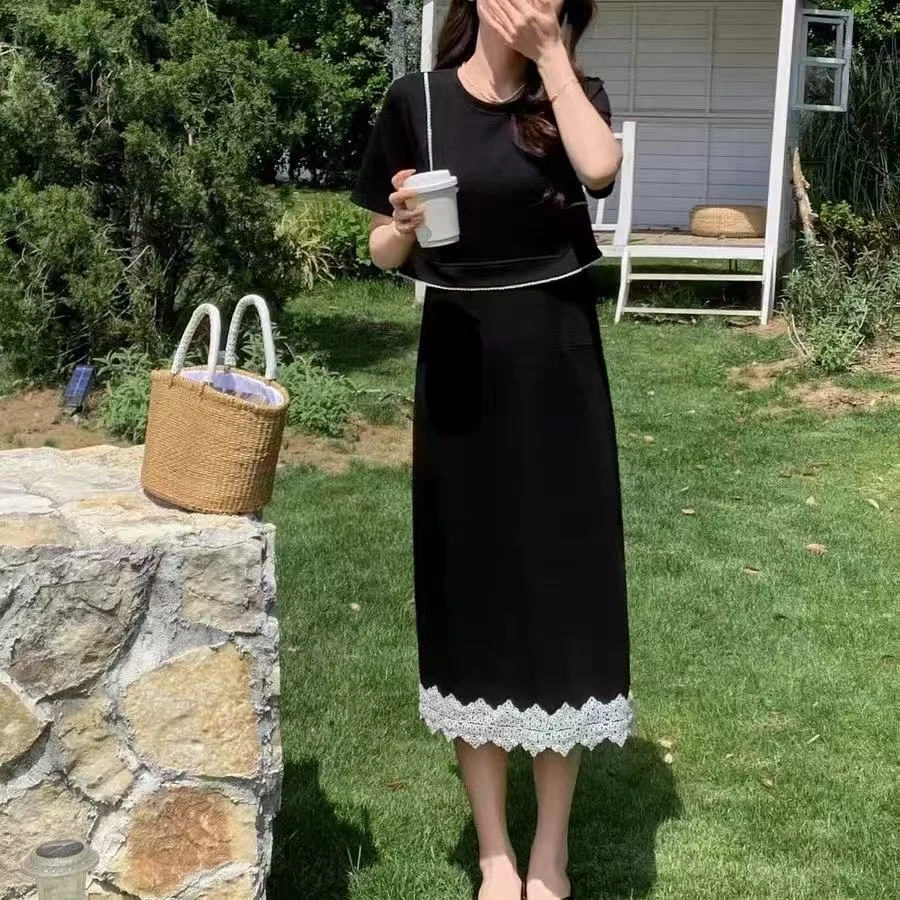 气质假两件蕾丝拼接连衣裙25B309.(裙长112).03281