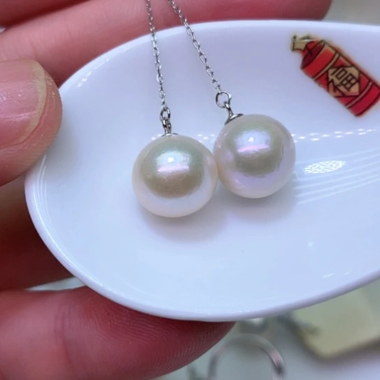 银S925镶嵌淡水珍珠耳饰