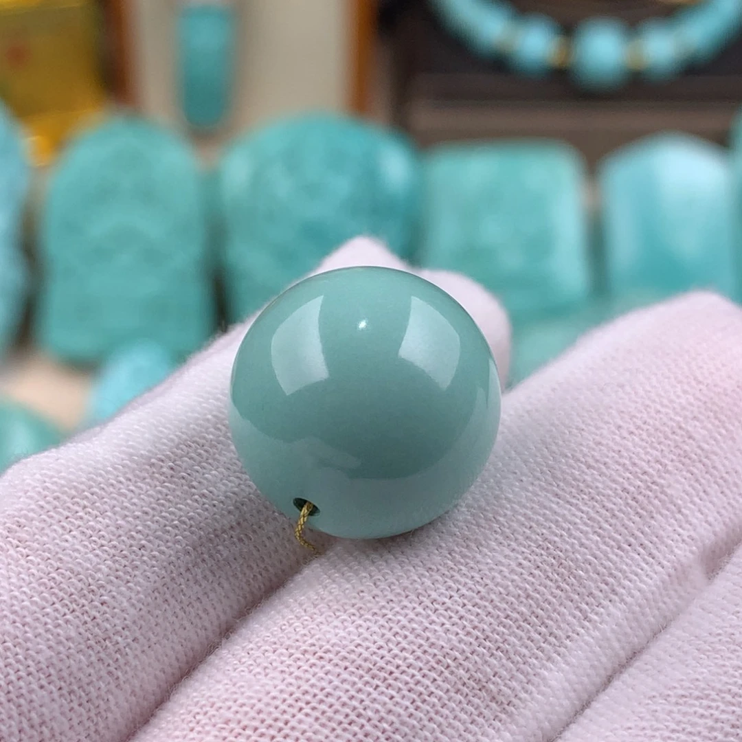 绿松石未镶嵌圆珠卡16.5