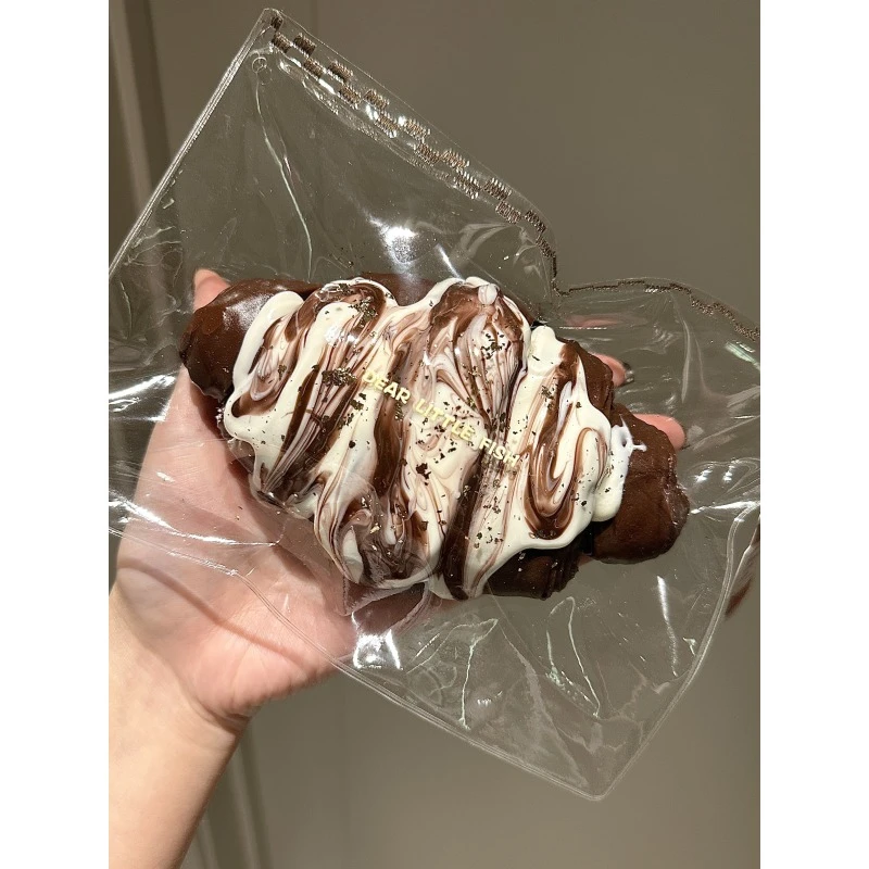 陨石拉花巧克力可颂捏捏硅胶捏捏可颂甜品食物系厚奶油泥烂泥310g