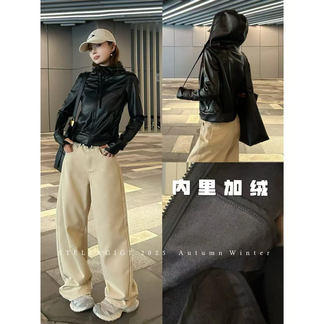 SG / 杨依姗 AW甜酷风 修身显瘦连帽拉链蛋白皮衣外套WT-20252137