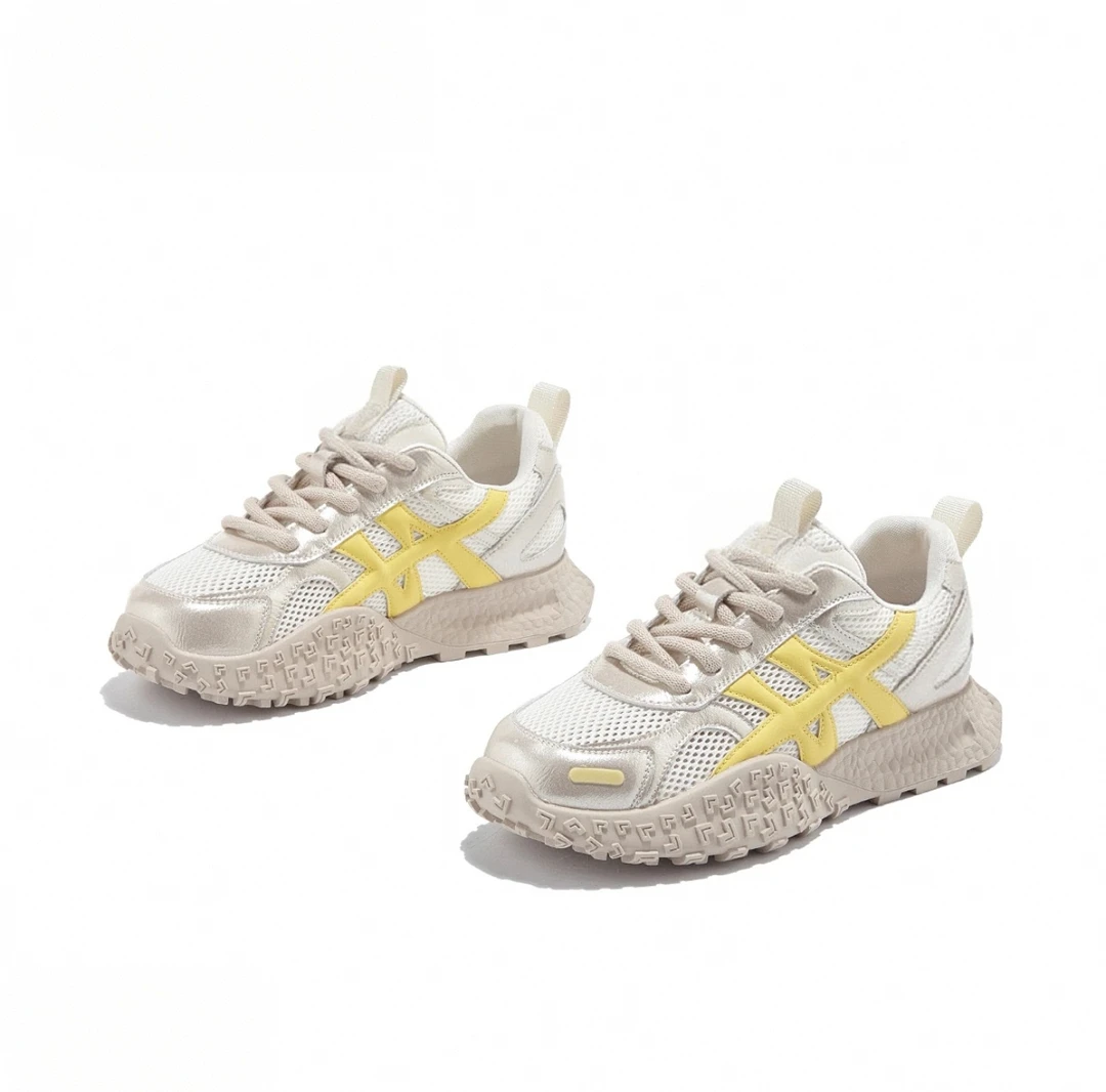 芭蕾风厚底德训鞋女2025年新款网面透气脚小运动阿甘鞋2332