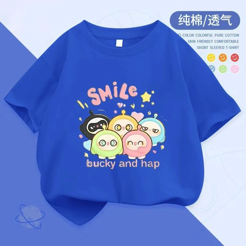 短袖纯棉男女童T恤洋气排汗半袖童装男女孩夏季蛋仔派对宝宝上衣