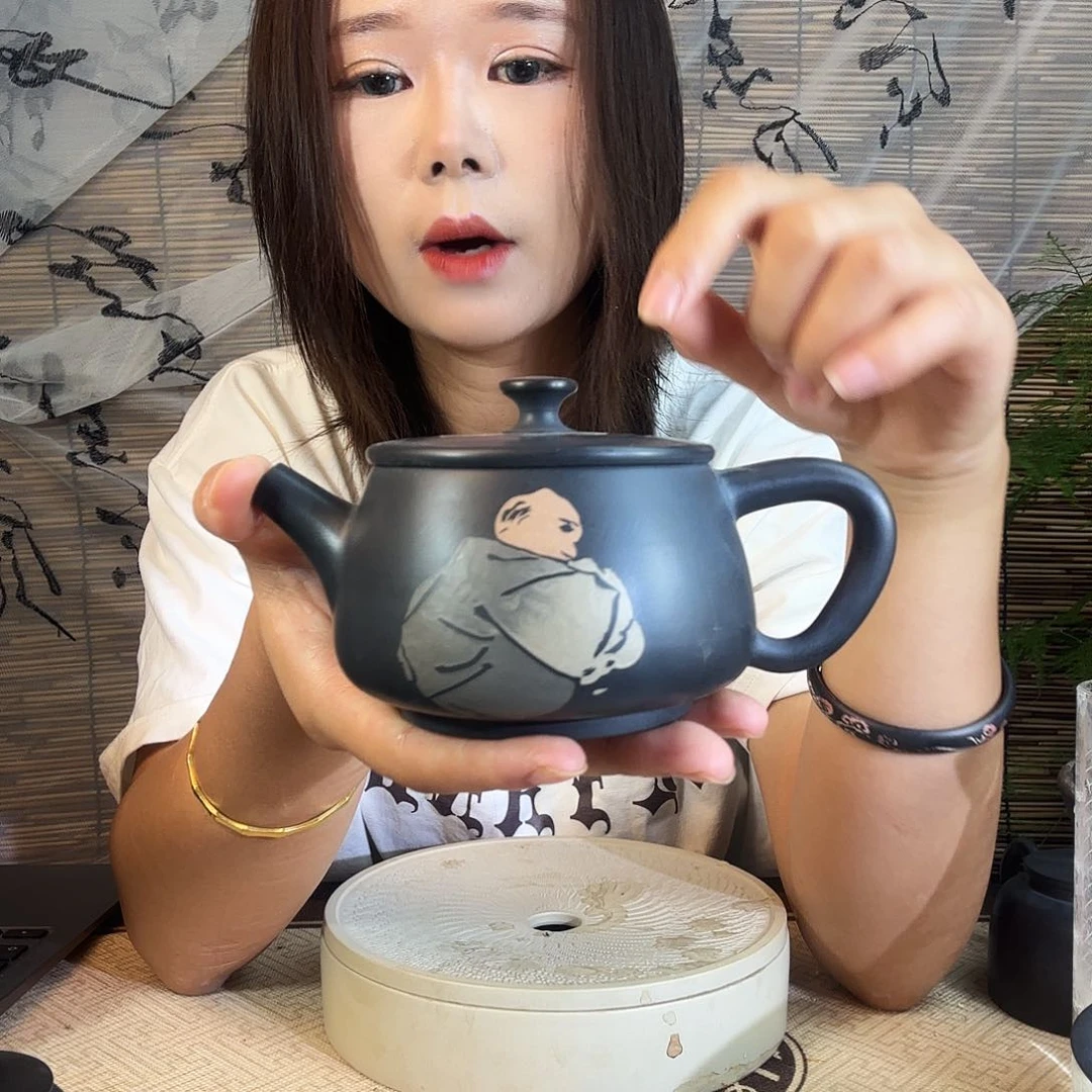 建水紫陶全品全手工彩填壶