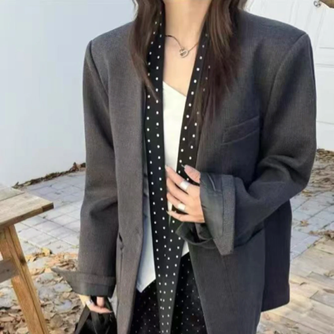 24年新款欧货设计感波点飘带西装领羽绒服上衣