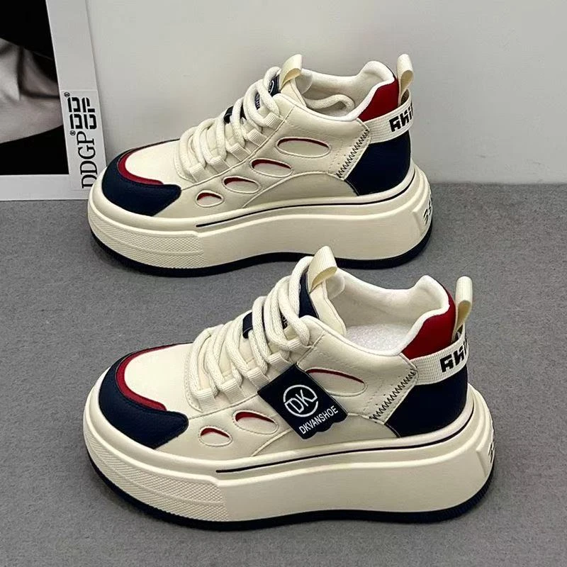 春秋季休闲鞋女2025新款爆款学生厚底增高休闲运动小白鞋内增高