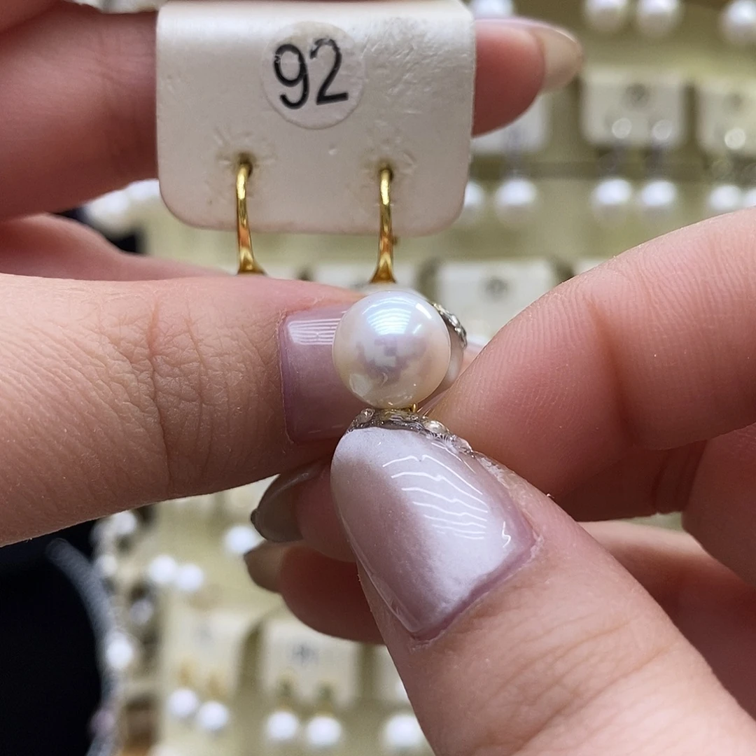 淡水珍珠耳饰银S925镶嵌10左右