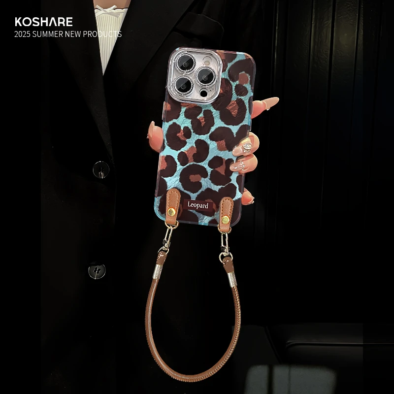 复古豹纹适用苹果15华为vivo/oppo小米iPhone16精孔冰川纹手机壳