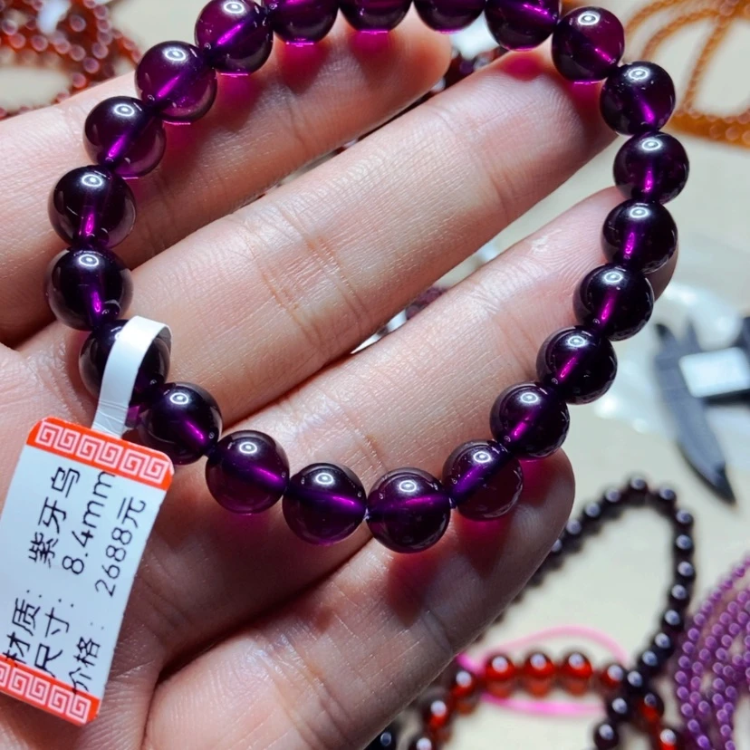 【闪购商品】未镶嵌手链石榴石（紫牙乌）8.3毫米