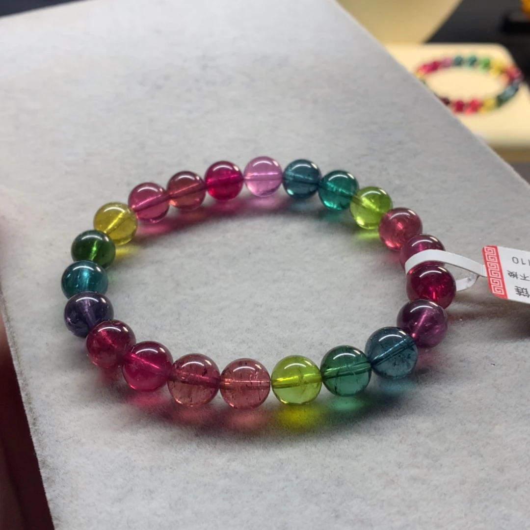 【闪购商品】未镶嵌手链碧玺艳丽彩虹色标单圈8.8