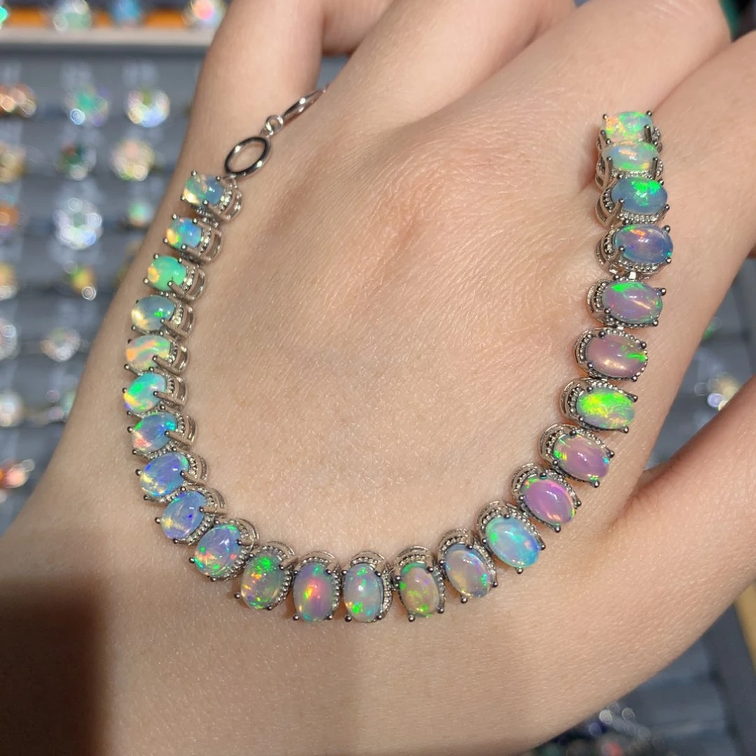 银S925镶嵌欧泊欧泊手链y