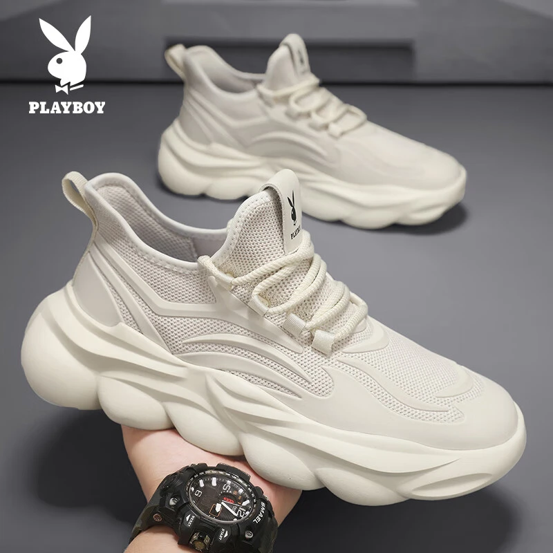 花花公子网面男鞋夏季透气新款飞织鞋子男款百搭防滑男士运动鞋