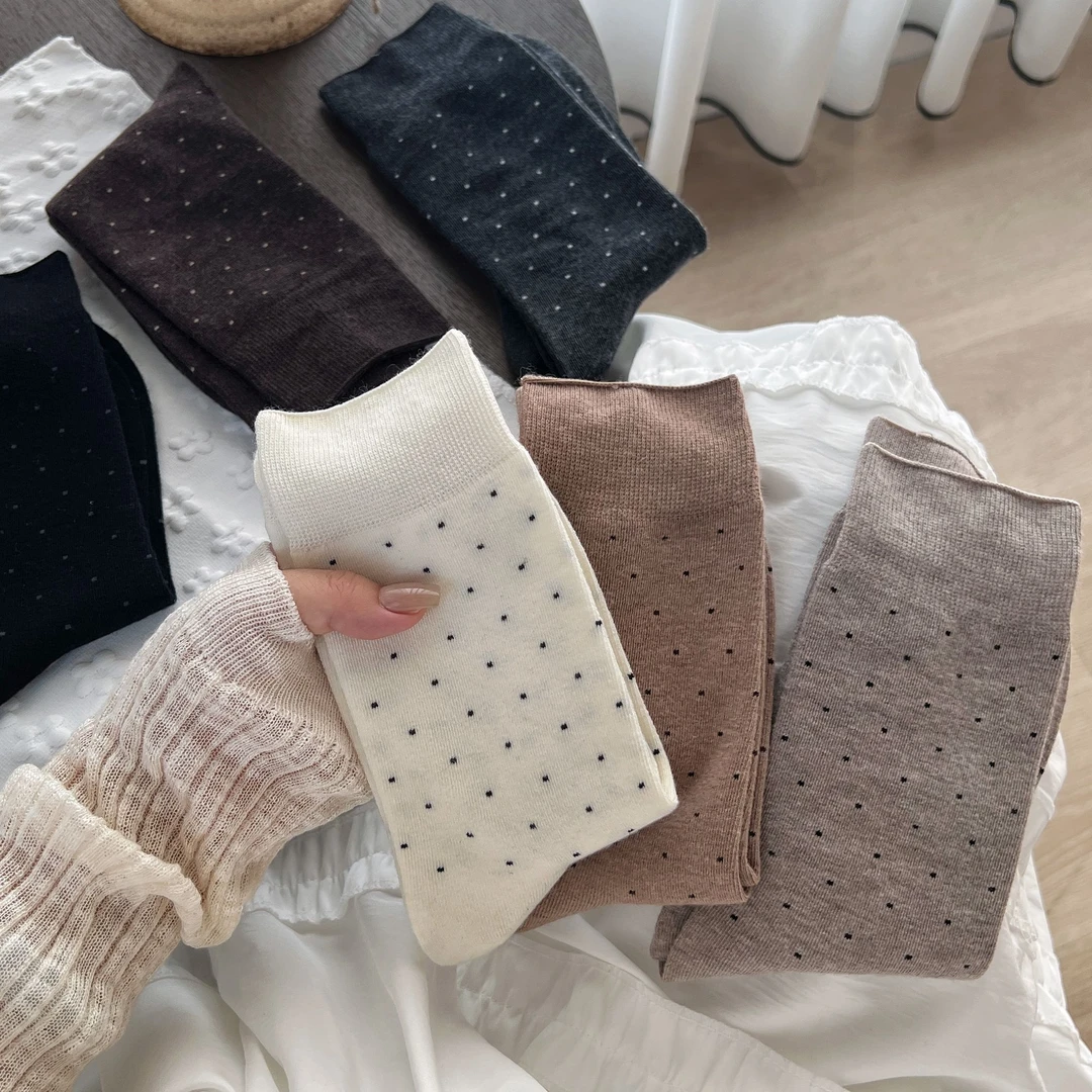 【西西里】细羊毛|秋冬百搭ins潮复古波点韩系少女学院休闲堆堆袜女