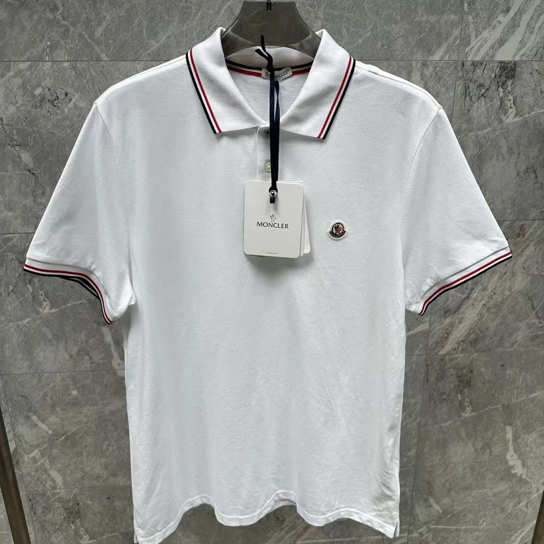 未使用 MONCLER 蒙口/白色短袖徽标polo衫/XL码