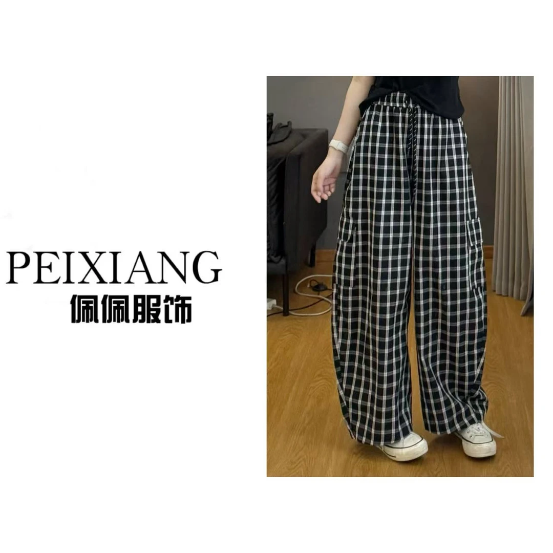 佩佩PB 【格子工装裤】夏季清凉休闲裤 K11066 6076107显瘦薄款百搭