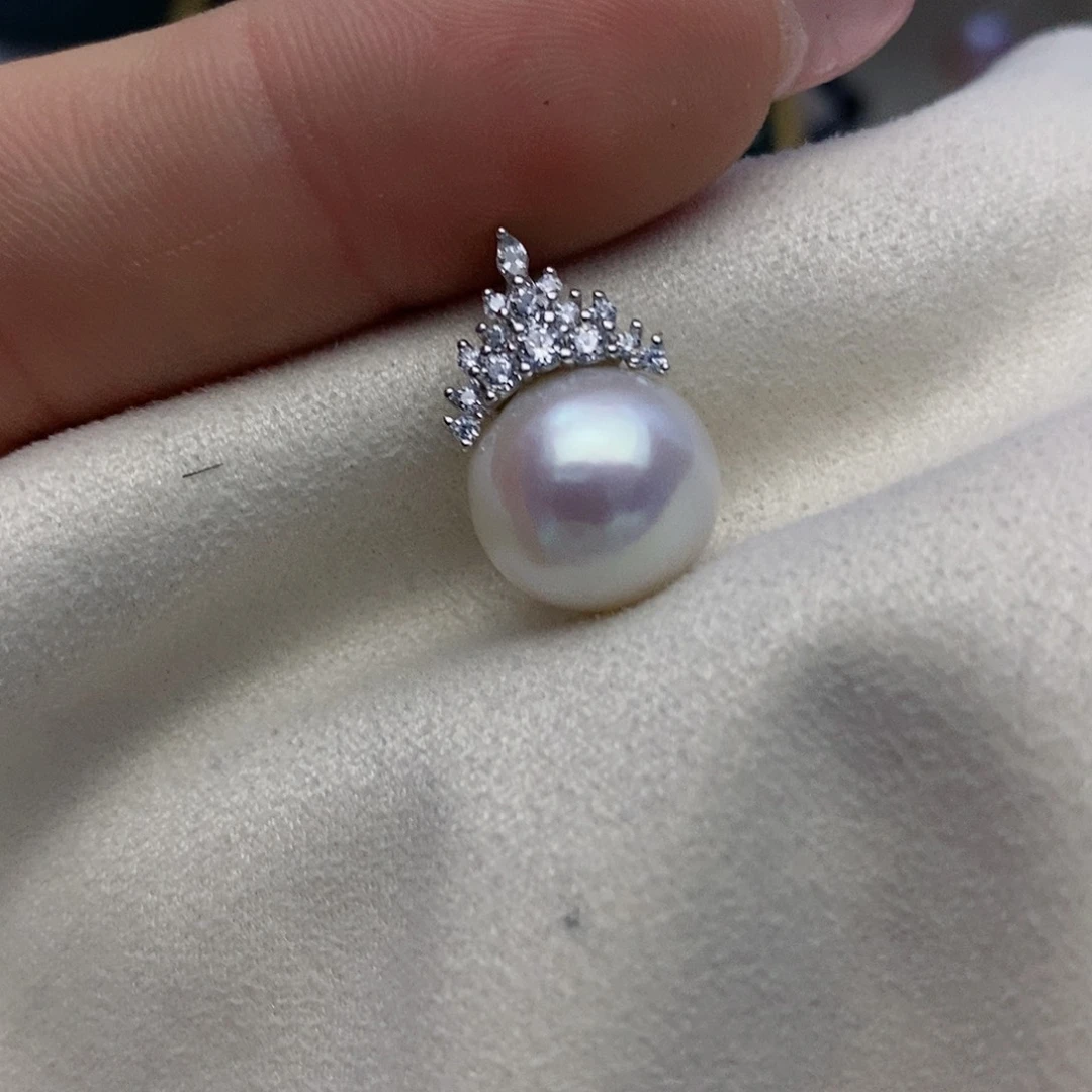 【闪购商品】淡水珍珠颈饰银S925镶嵌12-13mm