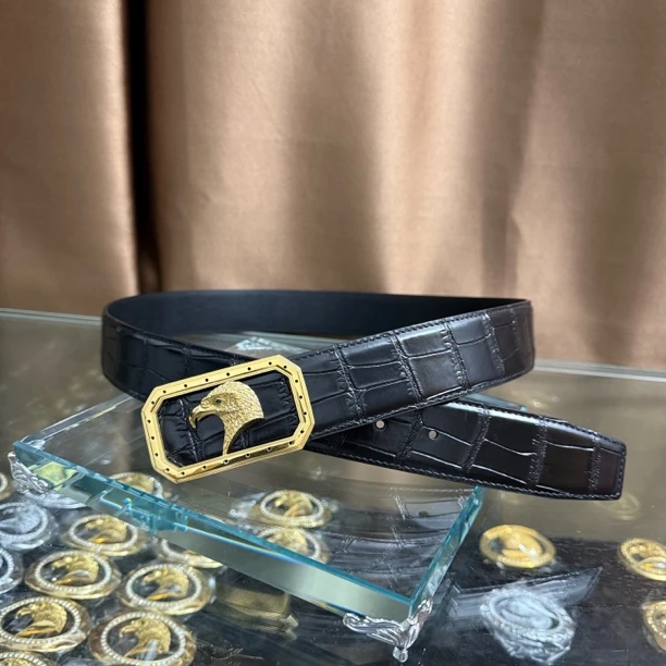 史蒂芬新款百搭男士皮带高档休闲老鹰头牛皮腰带青中老年时尚商务