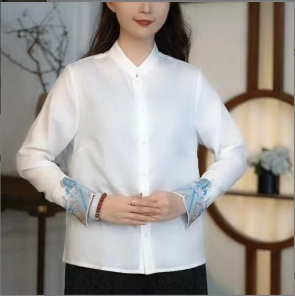 丝年浪花暗纹提花重工刺绣衬衫-4094