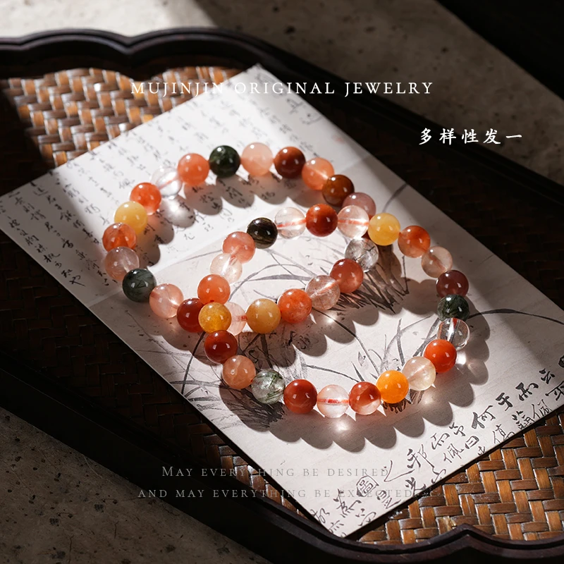 【木槿槿】天然水晶福禄寿手链串珠约8m手串女款时尚素圈彩色ZW1052
