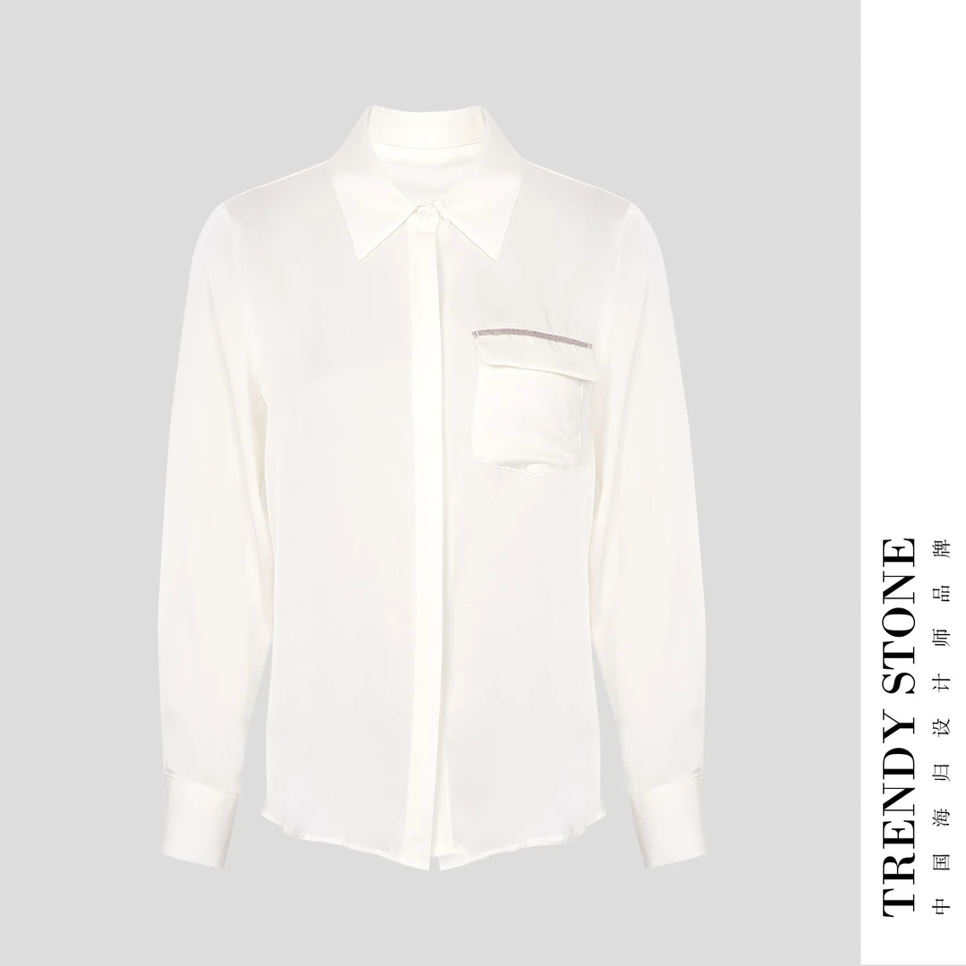 潮石新款简奢经典重磅真丝通勤气质真丝衬衣TW707095A