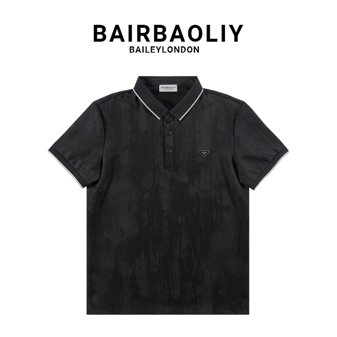 BAIRBAOLIY高奢品质三角标扎染修身小翻领休闲短袖POLO衫透气男装