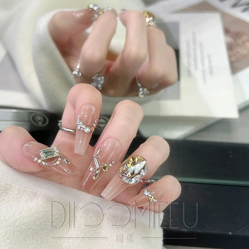 【微醺香槟】缇觅轻奢枕头钻全华子钻纯手工可拆卸式穿戴甲