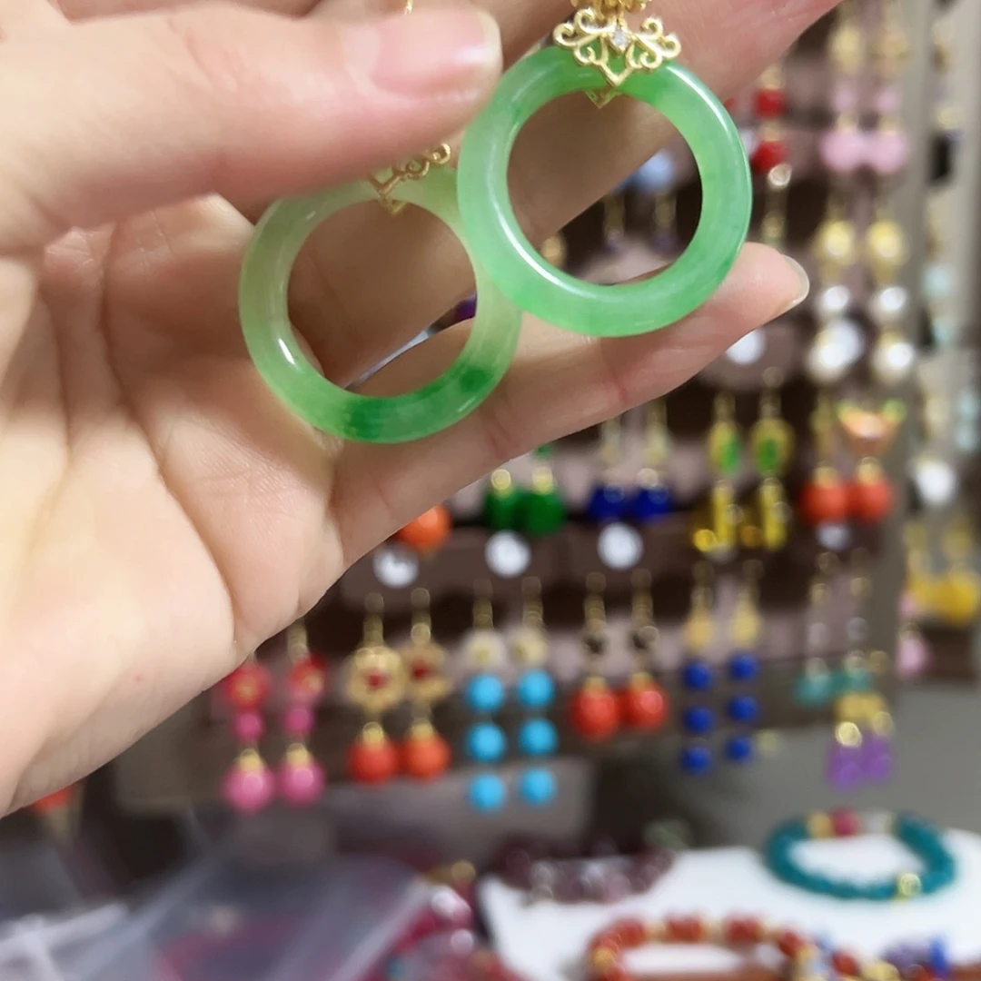 未镶嵌翡翠耳饰绿色