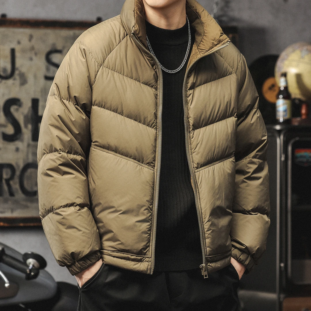 MR.MUDI/穆迪先生90白鸭绒冬季立领羽绒服男款美式复古面包服外套