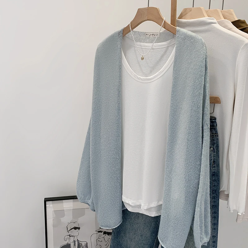 【部分现】百搭宽松长袖开衫新款韩系温柔慵懒风外套休闲上衣M1114