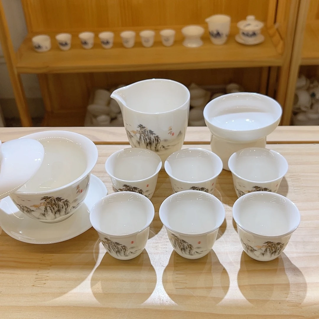 杯玄致羊脂玉瓷茶具套装