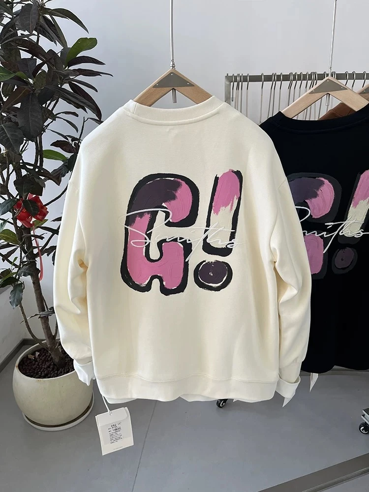 【大东服饰】春季新品男士美式国潮时尚字母印花圆领宽松卫衣6039