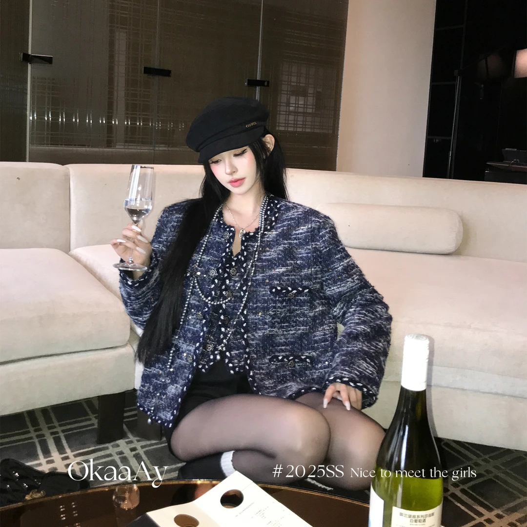 【清仓特惠】Okaaay【法式粗花呢】秋季重工小香风外套贵气千金风马甲