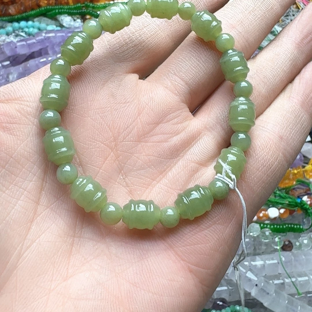 玛瑙/玉髓未镶嵌珠宝半成品一条8x10m和田玉手串