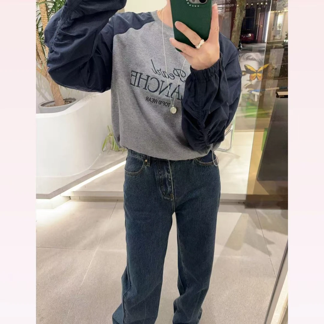 春苗女装    字母拼接卫衣     新款休闲宽松设计款