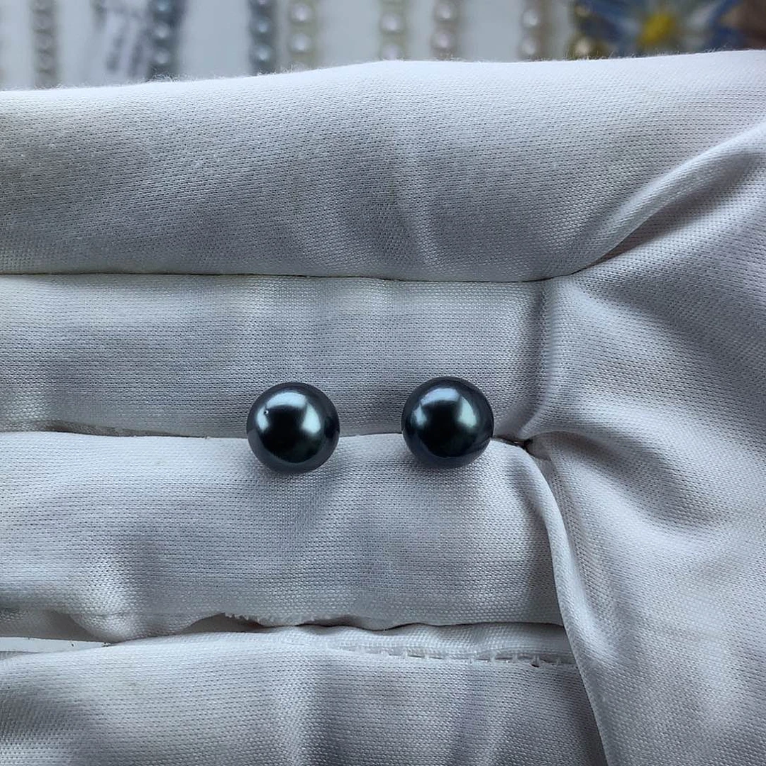 海水珍珠18K金镶嵌耳钉