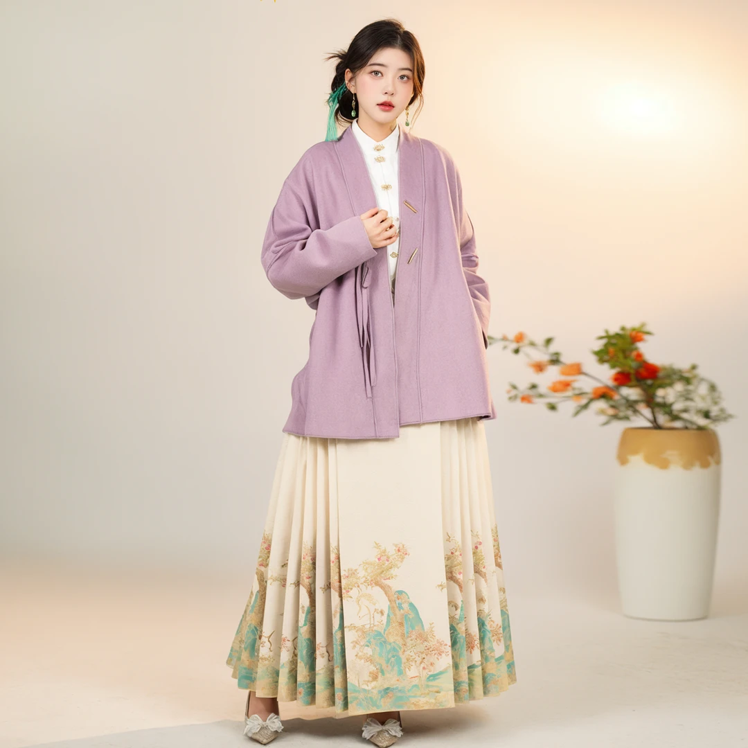 寒山渡【仙鹤图】明制汉服外套女款马面裙秋冬款上衣2024新款冬季