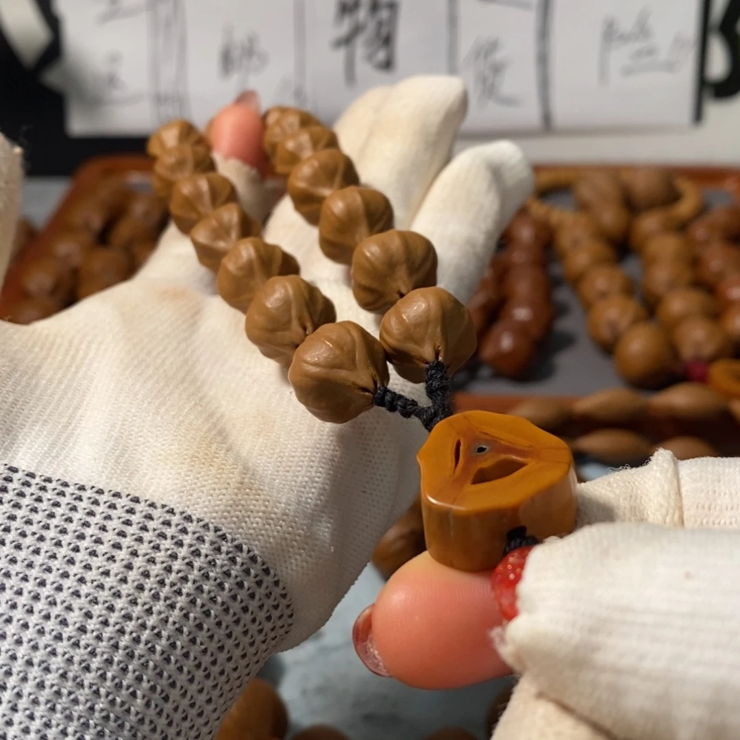 橄榄核手串6141精品4花蒜头铁核14+1颗+鬼脸