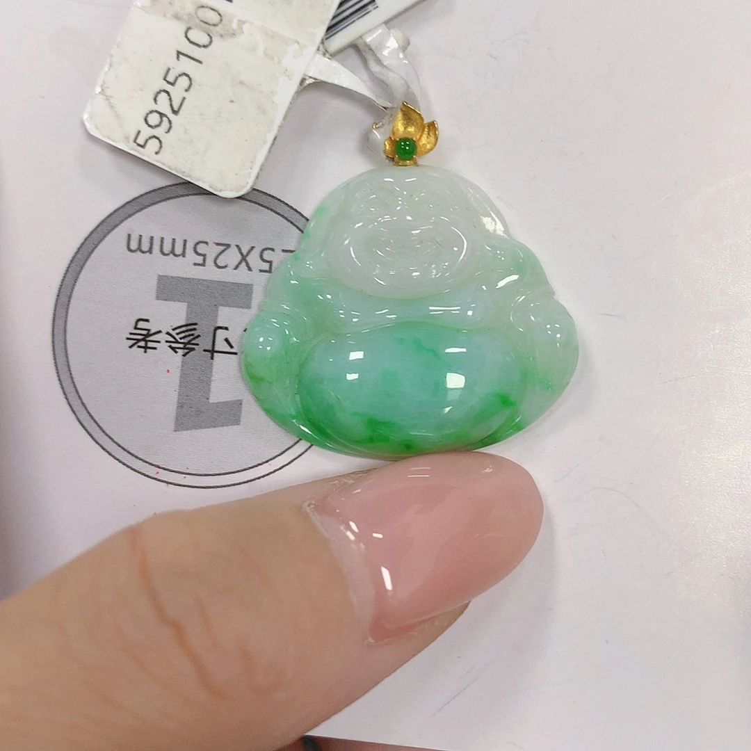 翡翠18K金镶嵌颈饰天然翡翠a货 百元以上9米证书费自理