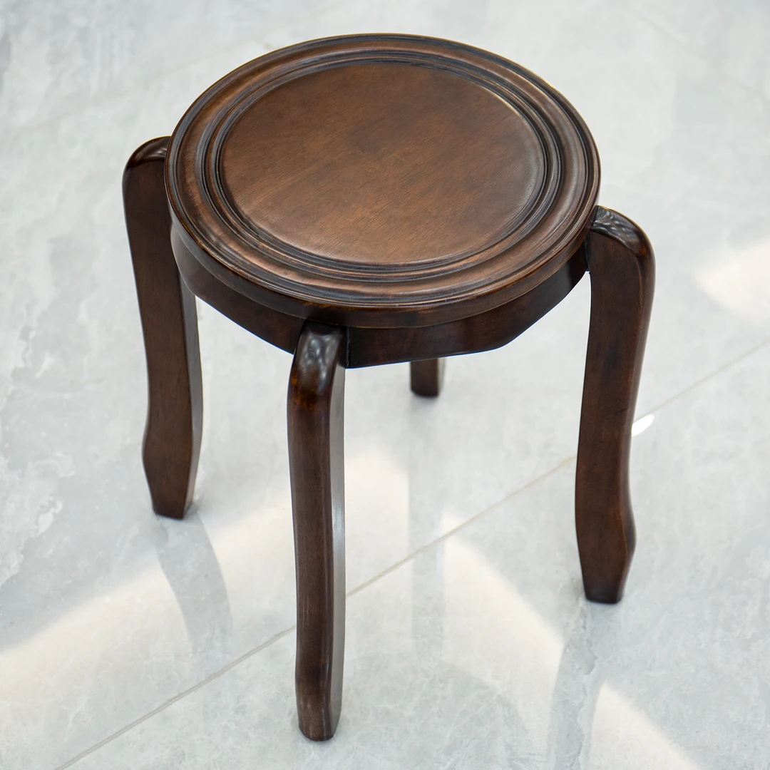 （大利家具）CY圆凳新中式凳子时尚复古木凳餐厅简约