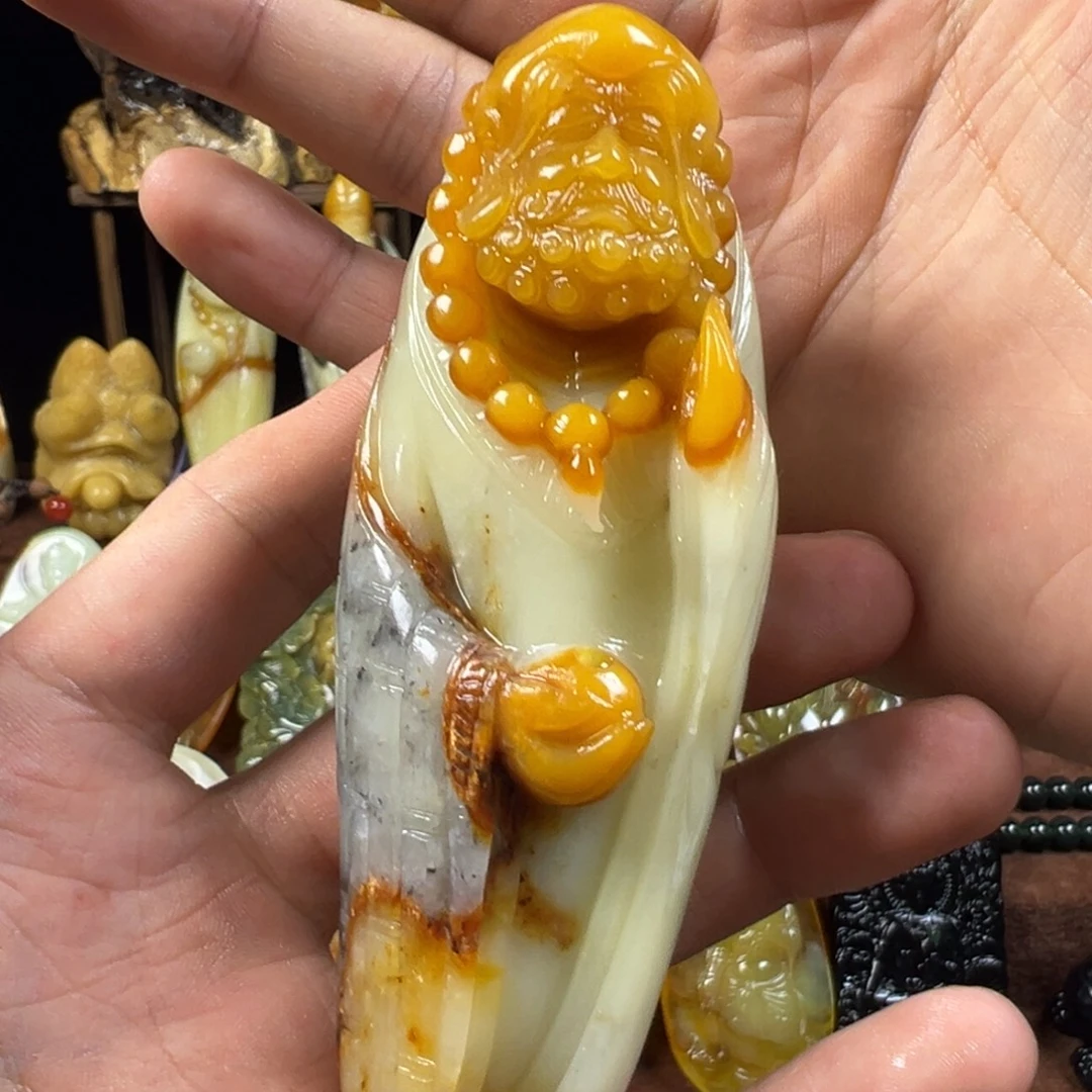 岫玉未镶嵌手把件天然岫玉