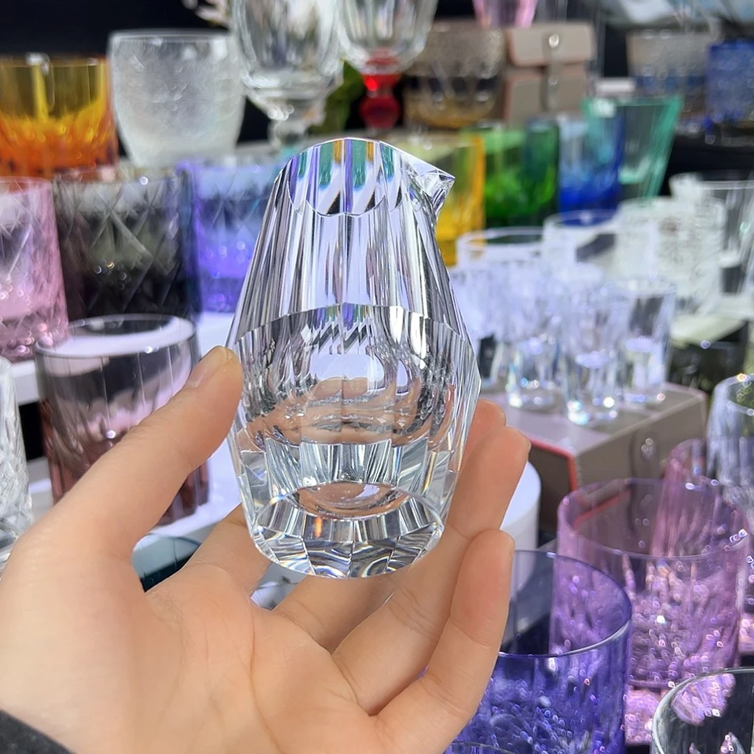 水晶厚款不****景K9分酒器，6只白酒杯