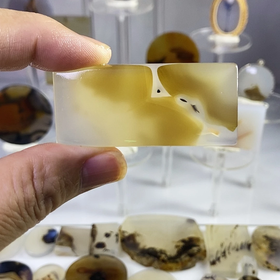 合成碳硅石非金属时尚图纹画面石饰品