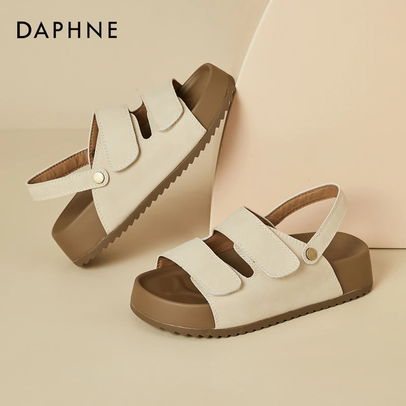 达芙妮厚底罗马凉鞋女夏季新款魔术贴松糕女鞋百搭露趾运动沙滩鞋