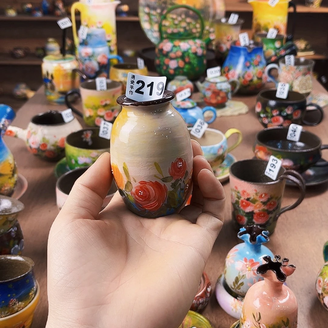 纯纯莫奈油画风花瓶
