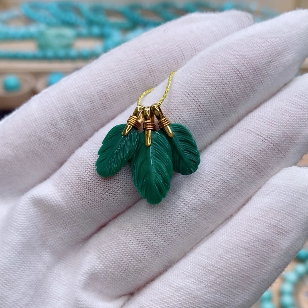 绿松石18K金镶嵌珠宝奇石