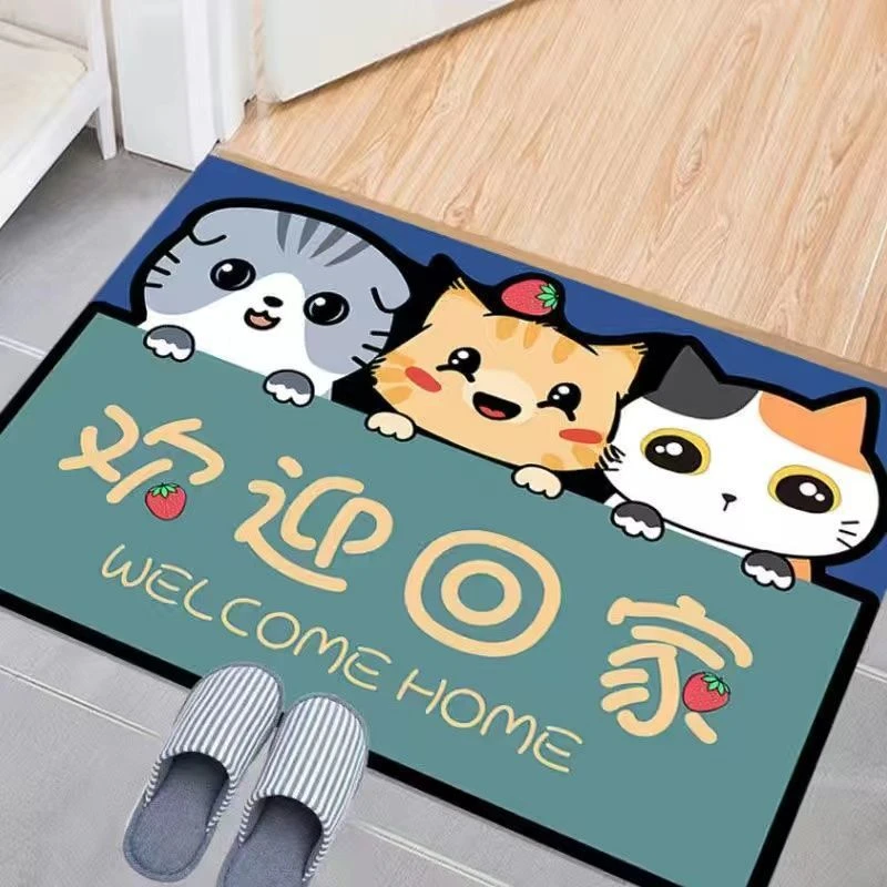 可爱卡通水晶绒地垫浴室卫生间防滑垫卧室门口脚垫入复*制复3制