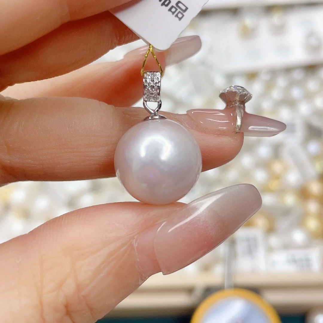 淡水珍珠银S925镶嵌吊坠(不含链)