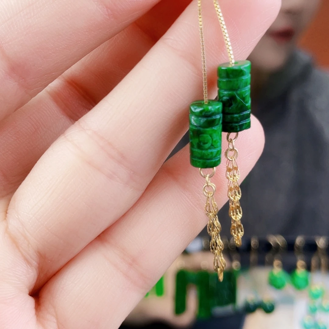 翡翠银S925镶嵌耳饰