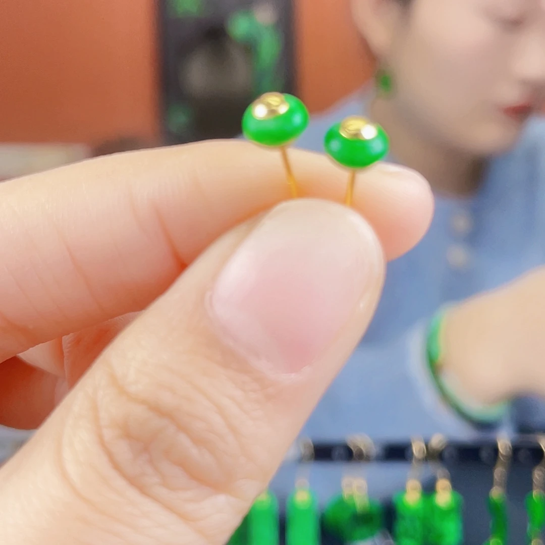 翡翠银S925镶嵌耳饰